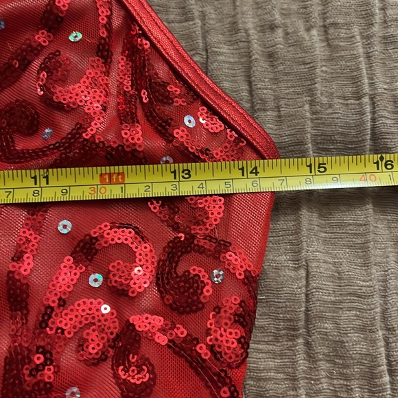 Red Sequin Halter Leotard - Picture 6 of 7